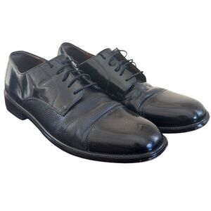Bostonian 22461 black leather men’s dress shoes round cap toe 10 1/2 Oxford